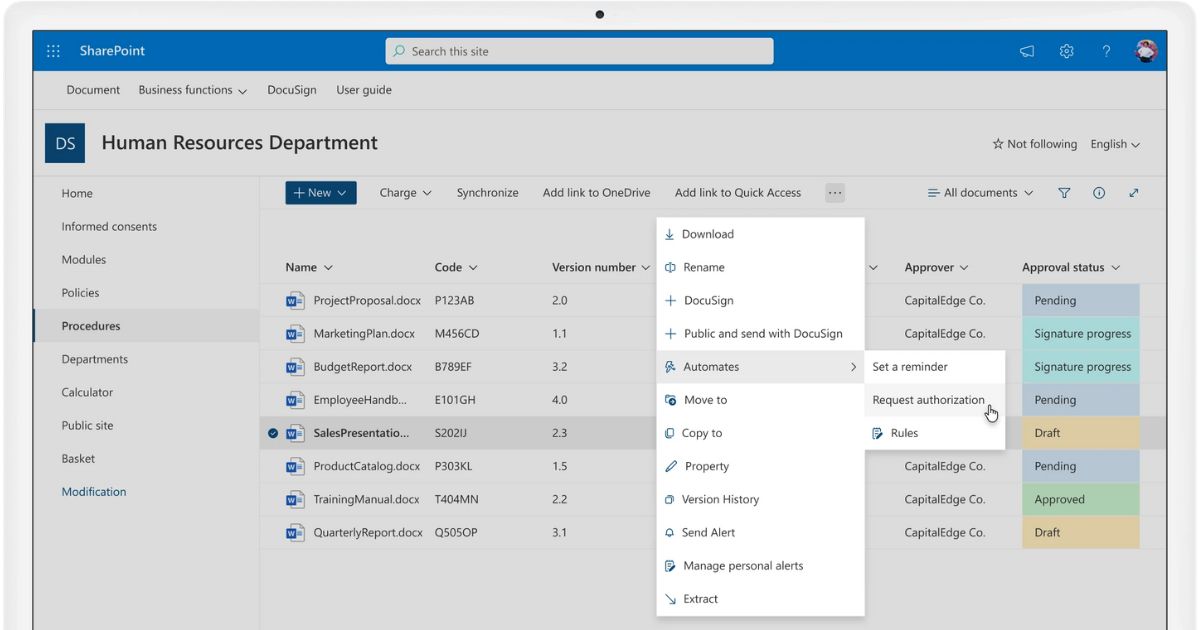 Document management in the SharePoint intranet of intranet.ai