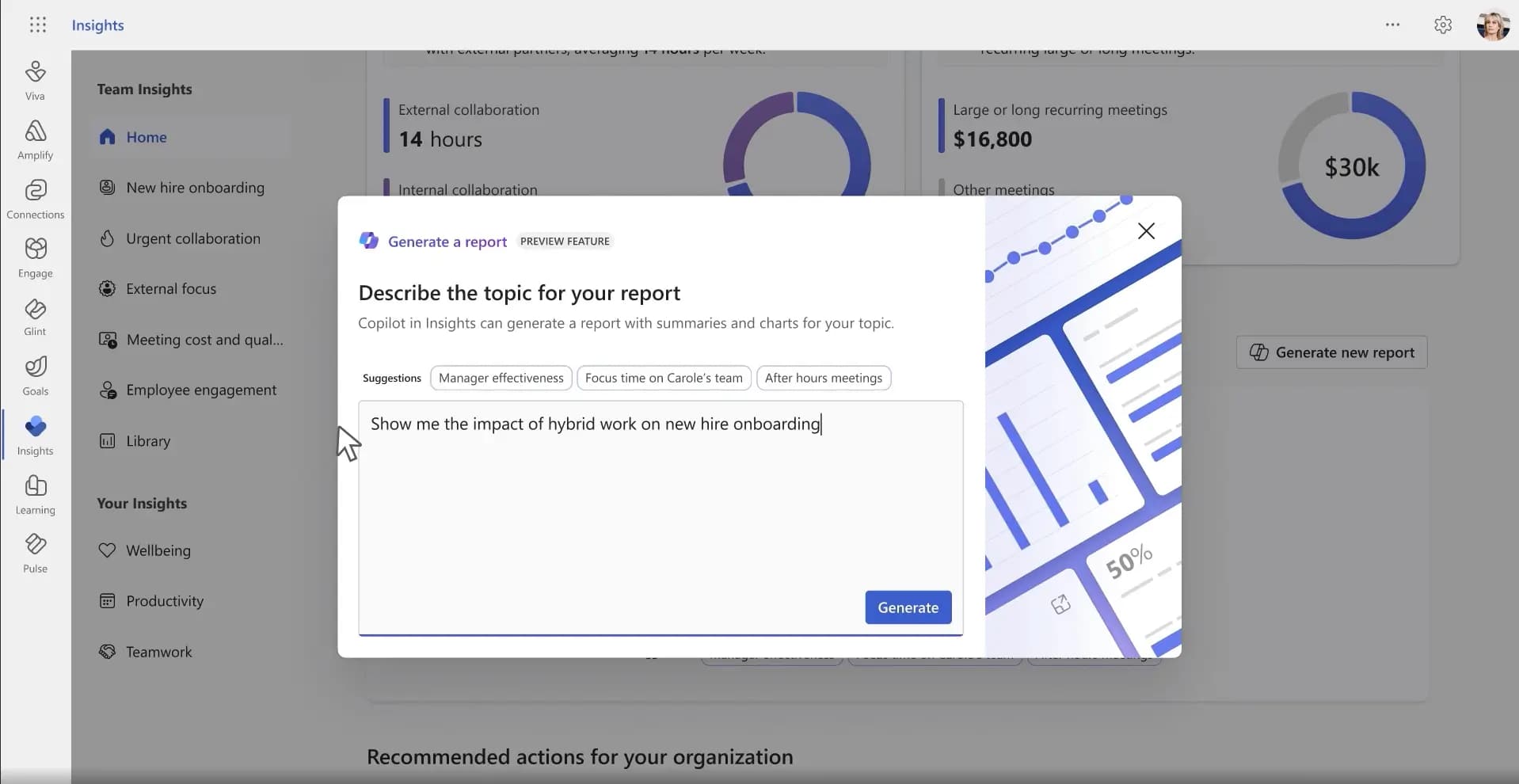 Integrazione dell'AI generativa in Viva Insights