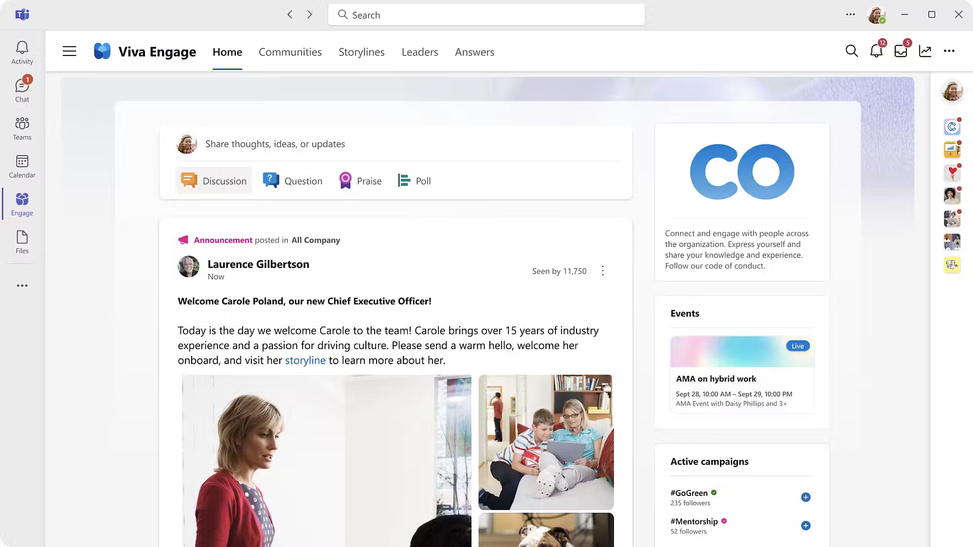 Integration of Viva Engage in Microsoft 365 Teams